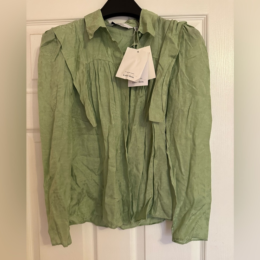 & other stories NWT button up light green long sleeve shirt